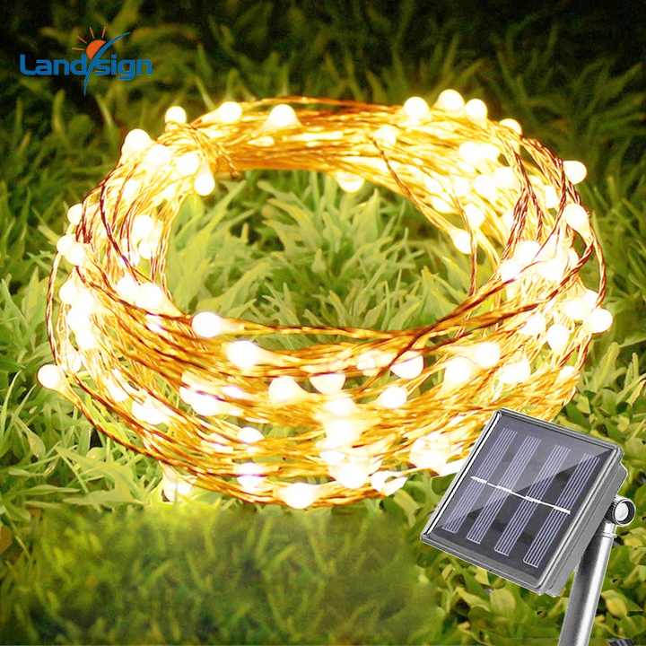 Solar Copr Wire LED Goleuadau Llinynnol Addurniadau Gwyliau Nadolig